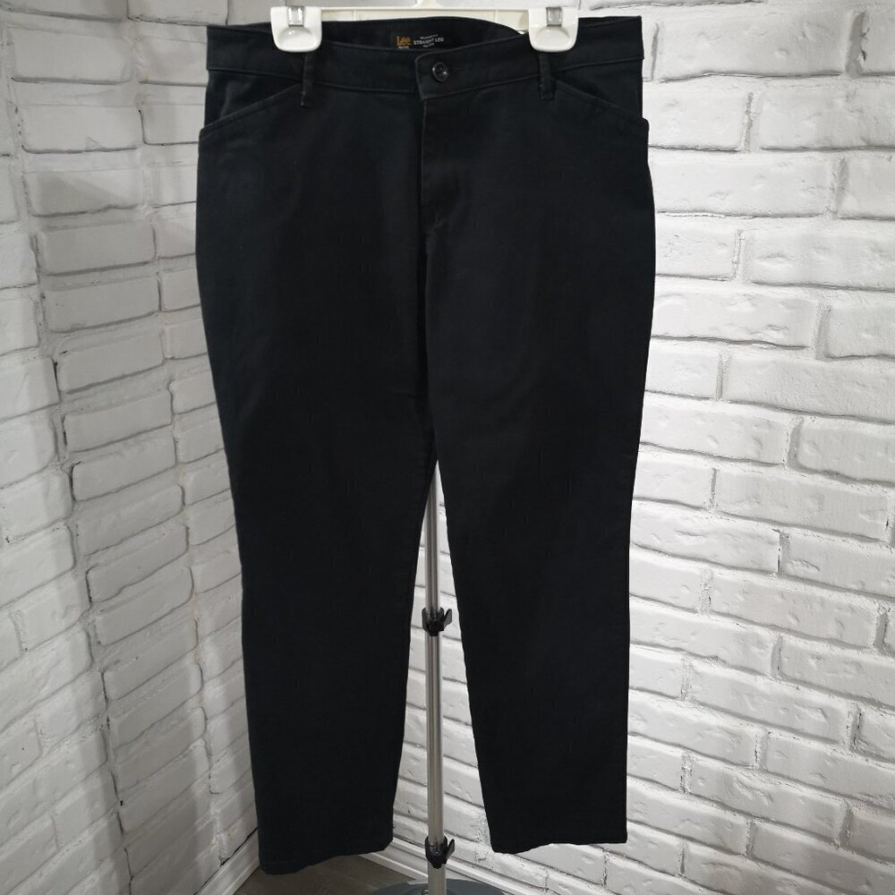 Lee Petite Ladies Size 8S Relaxed Fit Mid Rise Straight Leg Black Jeans